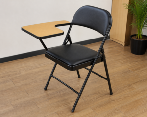 Folding coaching class chair with writing pad and cushioned seat ideal for student institutes
