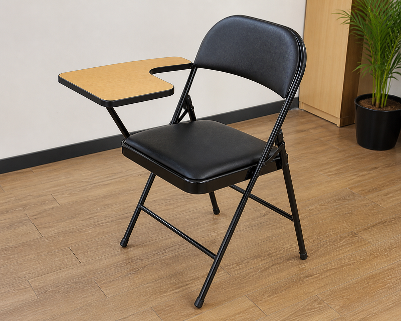 Folding coaching class chair with writing pad and cushioned seat ideal for student institutes